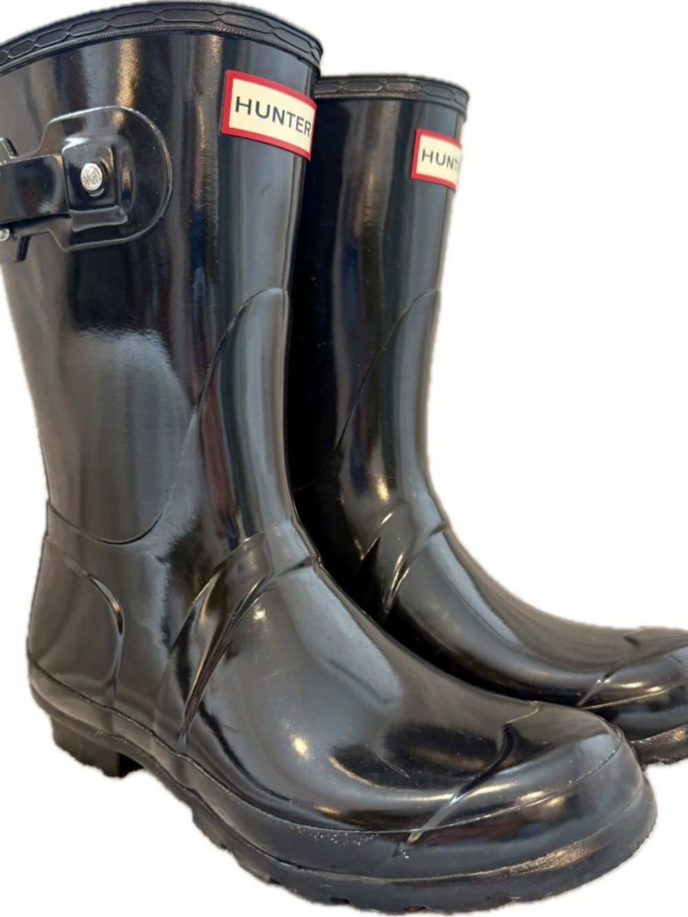 Hunter Glossy Black Mid-Calf Rain Boots